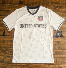 U.S. Soccer Federation USMNT Men's White Game Day Jersey Star Pattern New Small