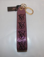 Victoria's Secret Sparkle VS Monogram Wristlet Strap Key Ring Purple Vapor Logo