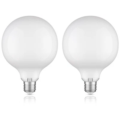 2x E27 Ampoule LED G125 blanc chaud (2700 K) 4 W 550lm verre dépoli extra mat - Photo 1/4