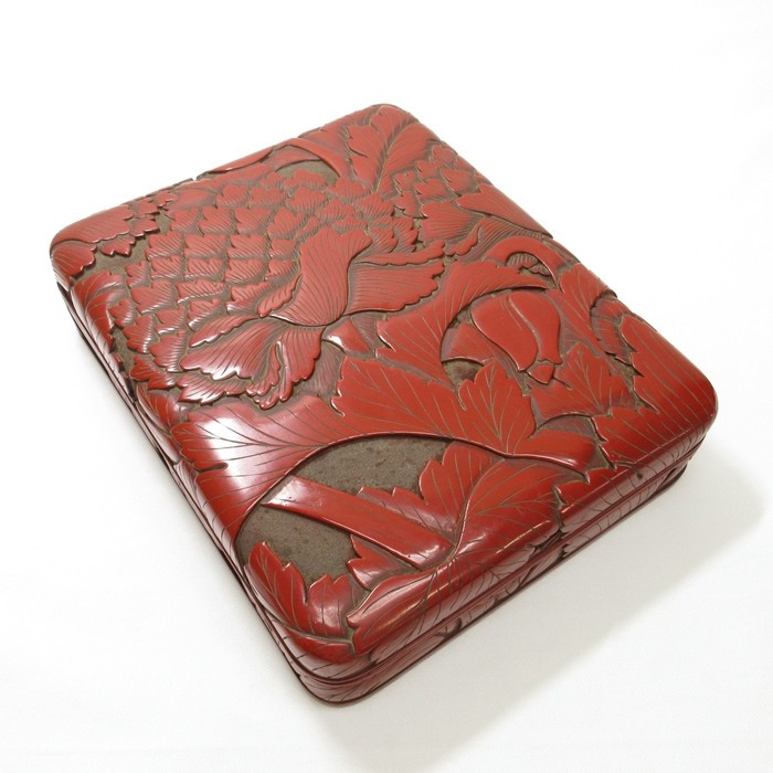 B0414a: High-class, vintage Japanese MURAKAMI TSUISHU lacquer ware inkstone case