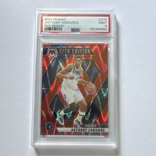 2024-25 Panini Mosaic - City Edition /299 PSA 9 Anthony Edwards #279 Red Seismic