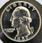 1957 25c  Washington CAM Proof Quarter 90% Silver US Coin Collectible