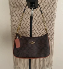 COACH Teri Shoulder Bag CA548 in Signature Canvas Brown