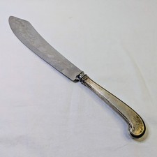 Antique Webster Sterling Silver Cake Knife Stainless Steel Blade Scimitar Scroll