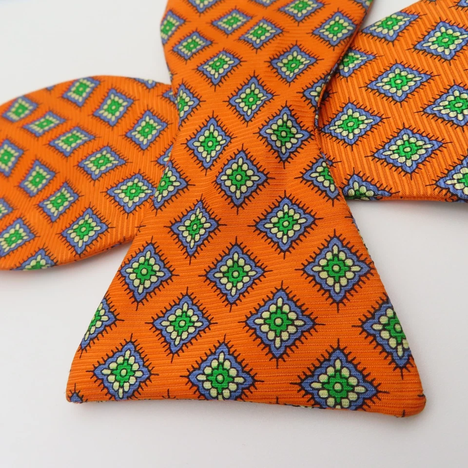 The Bow Tie Club Bow Tie Orange Green Purple 2.5" Wide Self Tie Silk USA - image 2 of 4