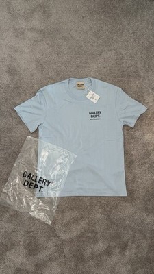 Gallery Dept. Herren T-Shirt Hellblau Logo-Print Rundhals Kurzarm Größe L