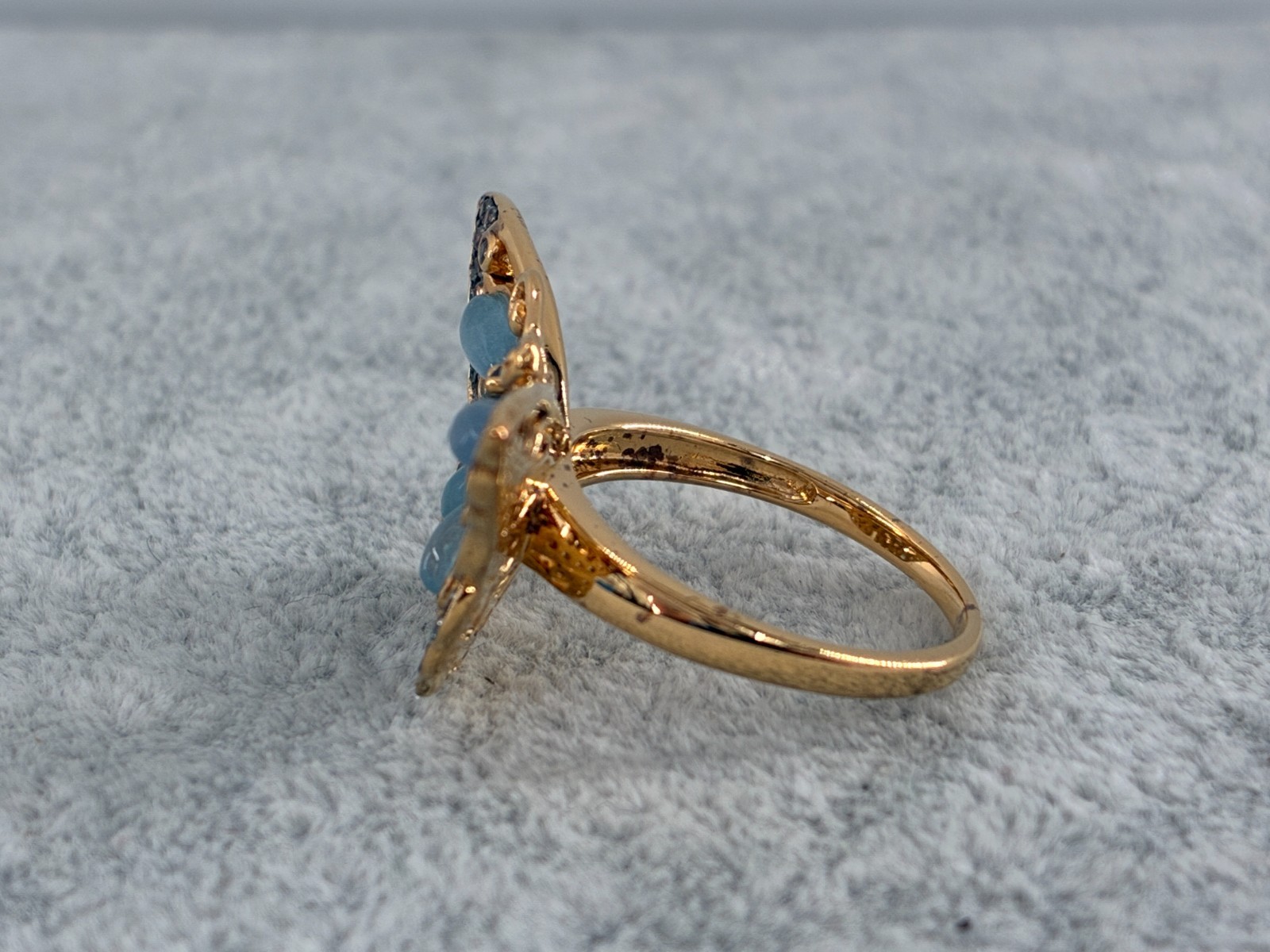 Blue Multi Gemstone Butterfly Statement Ring Ster… - image 14