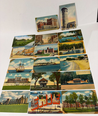 Lot of 17 Erie PA Pennsylvania Postcards Vintage Buildings Beaches Ships, Fish