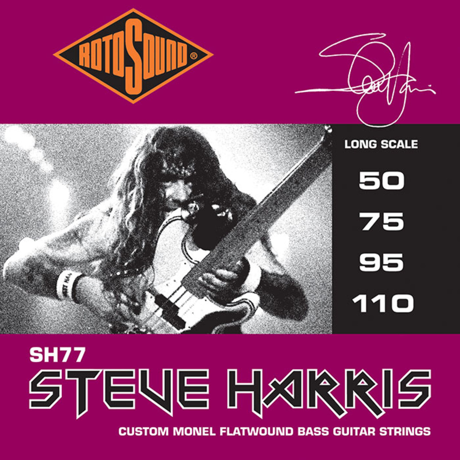 Бас-гитара Rotosound Saiten SH77, 50-110, плоская, Steve Harris, Monel Flatwound