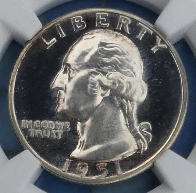 1951 NGC PF 66 Cameo Washington Silver Quarter, Proof 66 Cameo, USA 25C Coin - Image 3 of 4