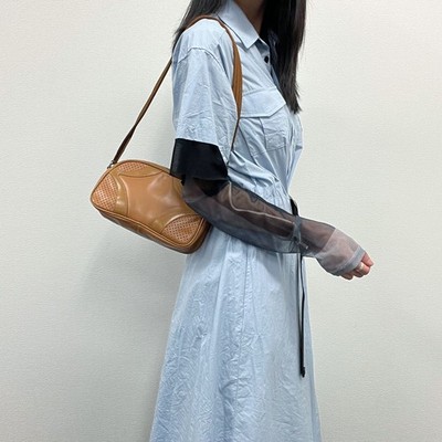 PRADA Shoulder Bag Beige Leather Vintage Women's Hobo Bag VTG