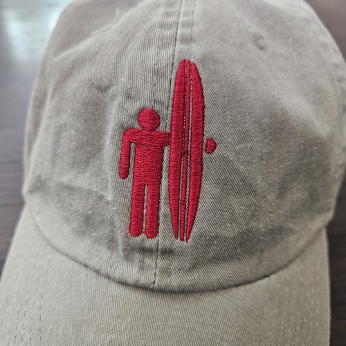 Vintage Longboarder Hat Surf Gear Hat Khaki Red Surfer - Picture 2 of 7