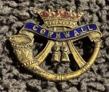 WW1 Cornwall Light Infantry Sweetheart brass and enamel vintage pin badge 