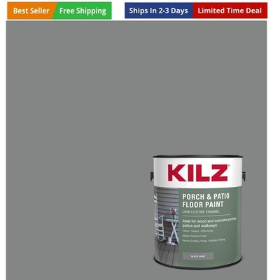 Low-Lustre Enamel Porch & Patio Latex Floor Paint, Interior/Exterior, Slate G...
