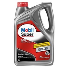 Mobil Super 5W-20 Semi-Synthetic Blended Motor Oil , 5 Quart Jug 31.99 per gallon