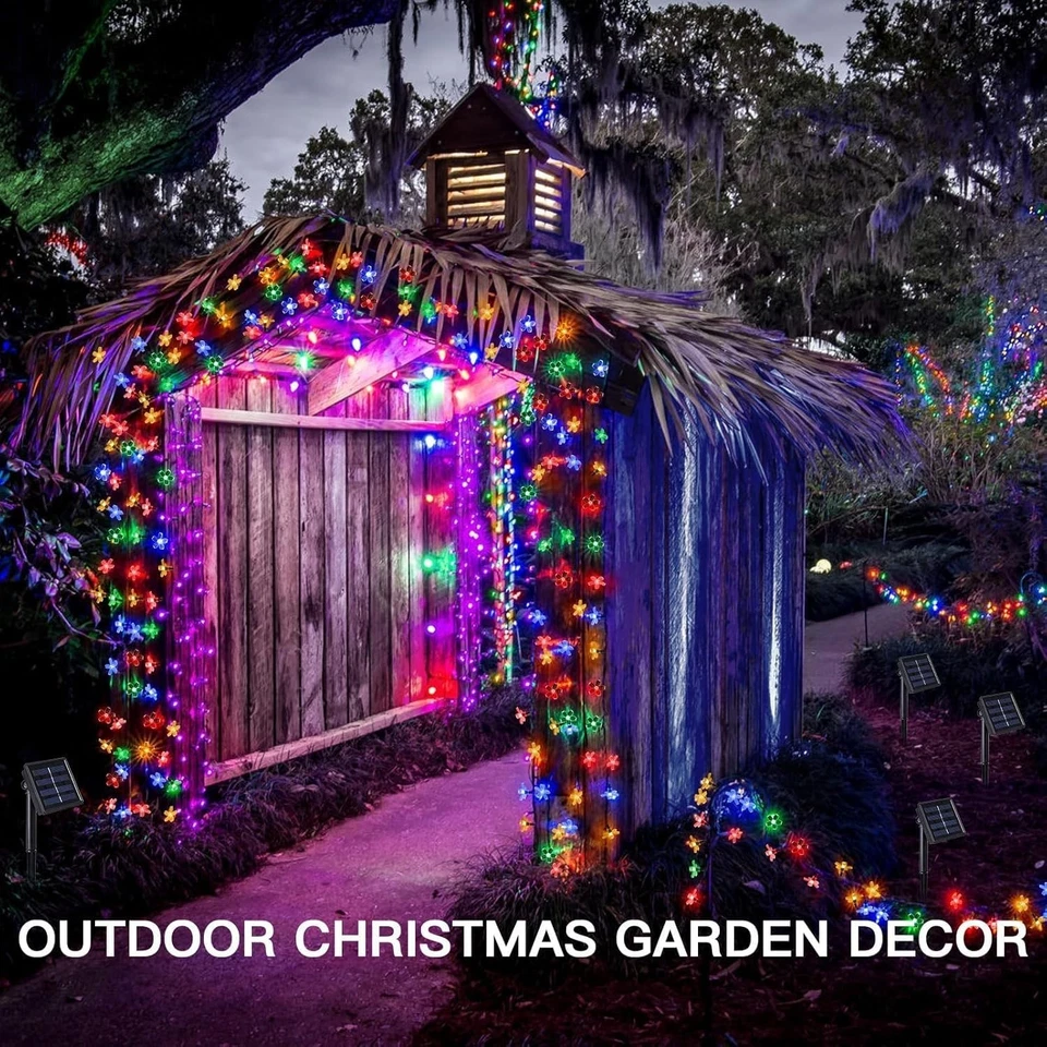 Solar Powered Lights String Solar Flower Lights for Christmas Tree Patio Garden - Image 3 of 4