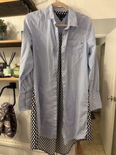 Tommy Hilfiger Blue and White Striped Shirt Dress with Navy Floral Panel