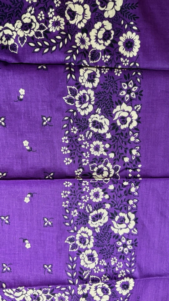 Pañuelo rápido vintage color floral púrpura RN13962 de colección años 70 20x21  Foto 3 de 4