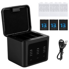   3 Pack Batteries and 3-Channel Battery Charger Station for GoPro Hero 13 Black