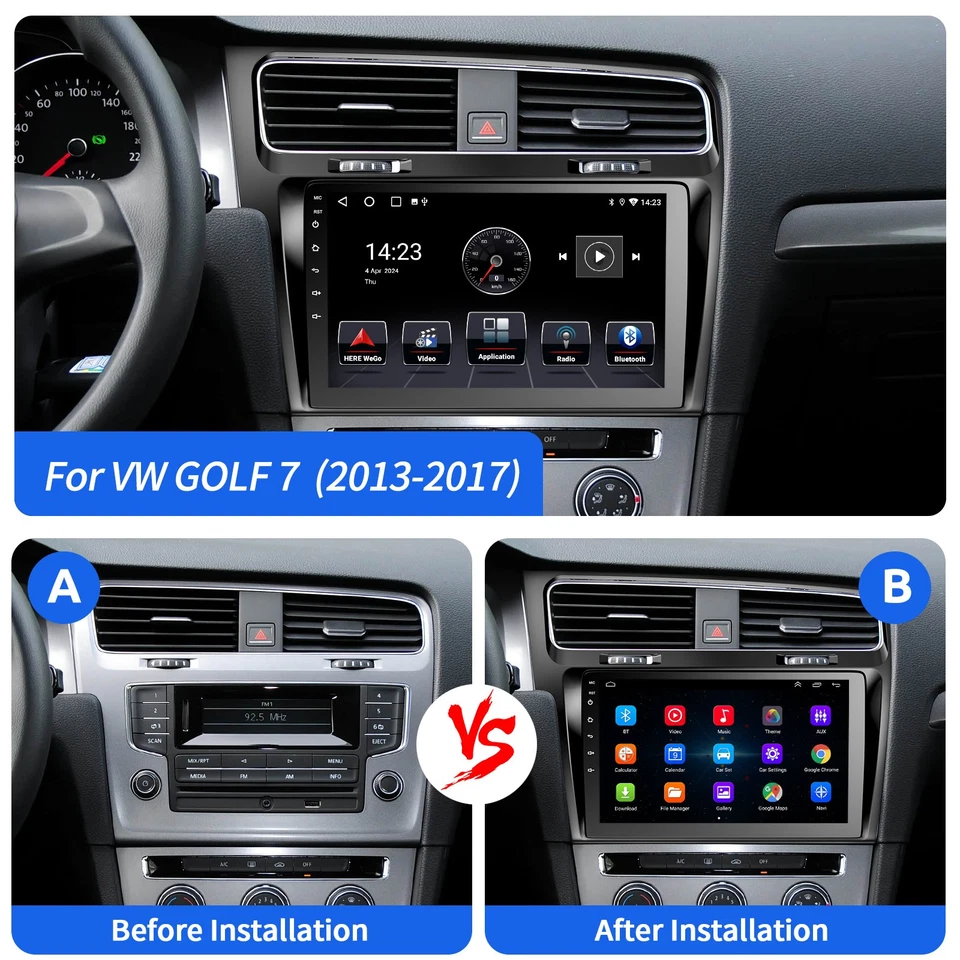 For VW Golf 7 MK7 2013-2017 10" Android 14 Car Stereo Radio GPS Navi Carpiay+AHD - Image 4 of 4