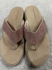 Skechers Relax Fit UK 6 EU 39 Toe Post Sliders Pink Embellished Sandals