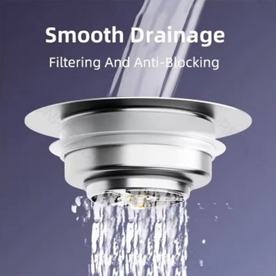Küche Spüle Abfluss Stopfen 3in1 Edelstahl Filter Sieb Easy Press