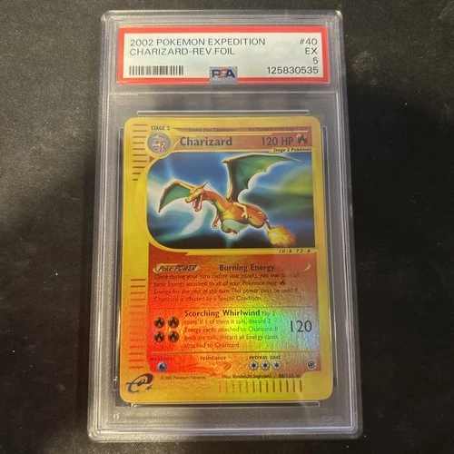 Pokemon TCG 2002 Expedition Charizard Reverse Foil holo 6/165 PSA 5 excellent