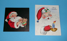 Vtg Mid Century Christmas Greeting Card Santa Claus Hallmark Lot of 2 USED