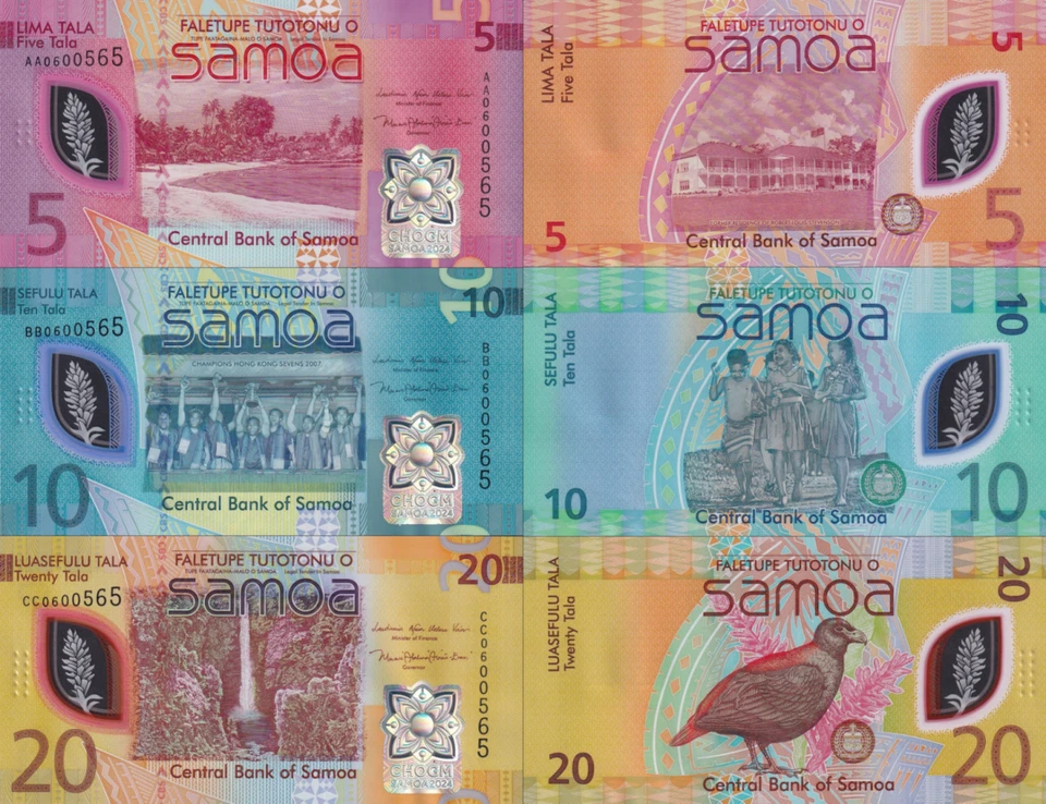 Samoa 5 10 20 Tala 2024 P 50 51 52 Polymer UNC Set 3 p Match No.0565 With Folder - Image 2 of 4