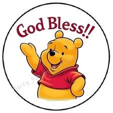 GOD BLESS WINNIE THE POOH ENVELOPE SEALS LABELS STICKERS PARTY FAVORS