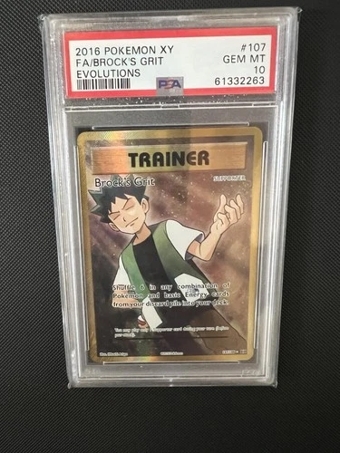 Brock's Grit - Full Art - 107/108 - Holo - XY Evolutions - Pokemon - PSA 10