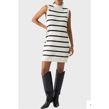Sanctuary Life Is Easy Sweater Dress Chalk White Black Stripe SMALL