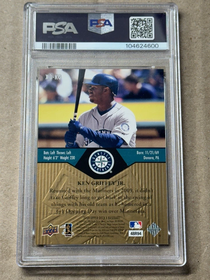 2009 Upper Deck X Xponential 3 Ken Griffey Jr #X3-KG PSA 10 GEM MINT!! - Image 2 of 2