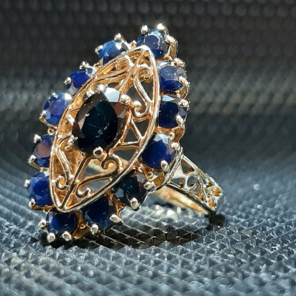 Anello oro vintage 14kt Navette - Immagine 2 di 4