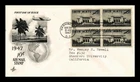 DR JIM STAMPS US COVER AIR MAIL PAN AMERICAN UNION FDC SCOTT C34 BLOCK OF 4