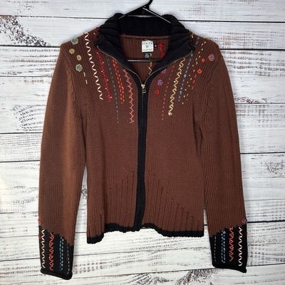 Clare by Icelandic Design Cotton Knit Full-Zip Cardigan Sweater Women s Small