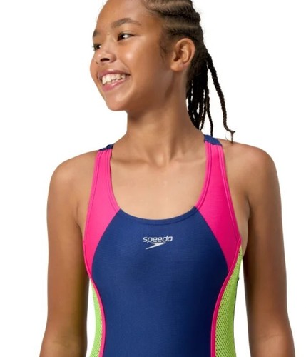 Speedo Youth Girl's Size Small (7/8) 1-piece Swimsuit UPF 50+, Navy Blue - Picture 4 of 5
