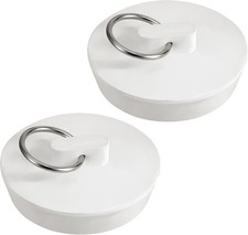 Pack of 2 Bathtub Drain Stopper, 1-3/4 Inch White Rubber Sink Stopper...