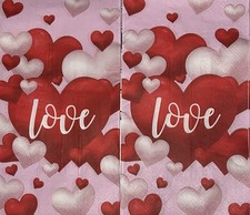 TWO Individual.Paper Dinner Decoupage Napkins VALENTINe  s /Love/heart Balloons