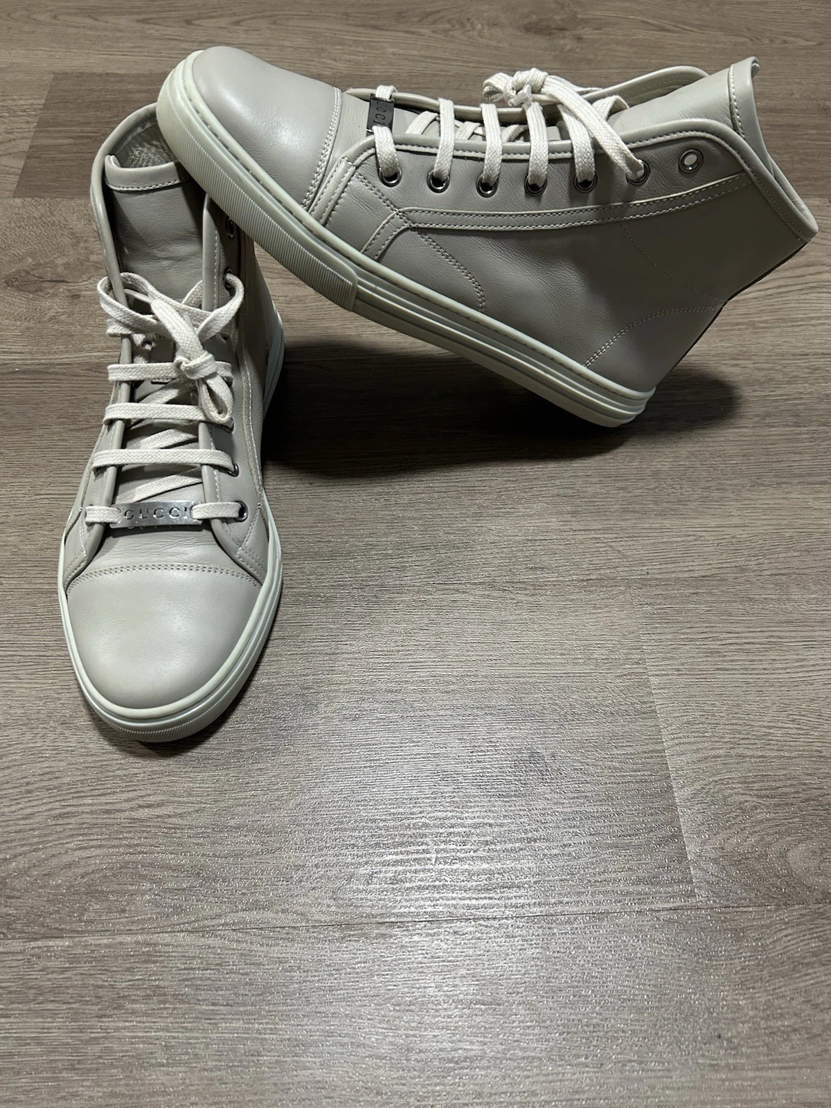 Baskets montantes femme Gucci en veau gris   EU 38,5 US 8,5 UK 5,5