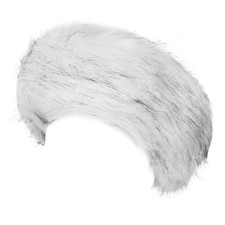 Winter Fluffy Faux Fur Headband Hat Ear Warmer Head Wrap White with Black Tips