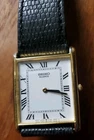 Vtg Seiko Quartz Tank Watch 5Y30-5060 Gold Tone Black Lizard Skin Band  Untested