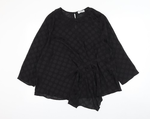Soon Damenbluse schwarz Tupfen Polyester Basic Größe 18 runder Ausschnitt