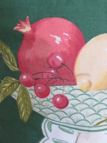 Cushion Cover, Vintage, Green, Fruit, Plate, Cherry, Apple, Plum, Lemon, Cotton. - Picture 8 of 10