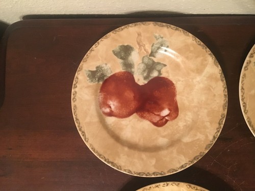Cheri Blum 222 Fifth Cortland Salad Plate 8" Apples Pears Grapes Plums Set Of 8 - Picture 2 of 9