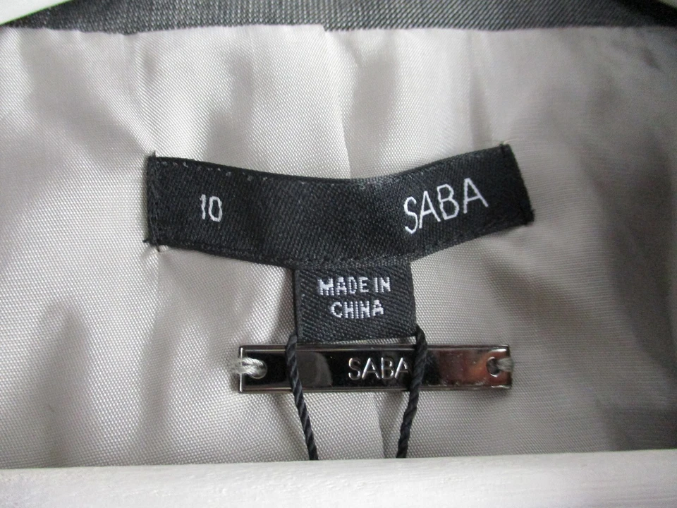 Saba women's valletta suit jacket grey 10 wool silk double breasted button - image 3 of 4