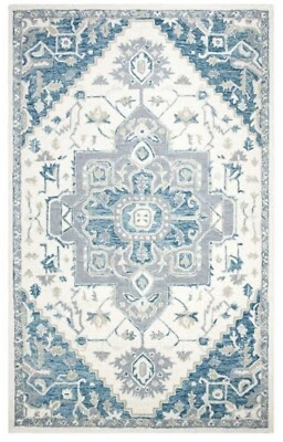 Horchow Ralph Lauren Ivory Blue Percy Hand Tufted Wool Medallion Rug Look4Less!