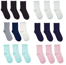 Kids School Solid Color Bamboo Seamless Socks 3 PACK Collection by Rambutan