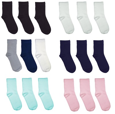 Kids School Solid Color Bamboo Seamless Socks 3 PACK Collection by Rambutan 