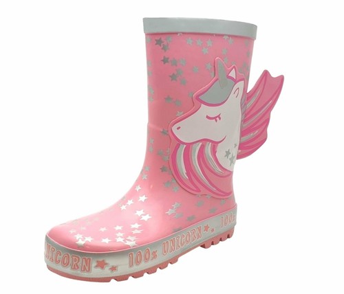 Unicorn Thick Rubber Wellies in Pink 